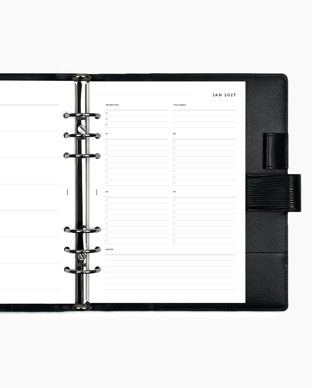 MN024 - 2027 Weekly Planner Inserts - Horizontal w/ Custom Lists  - WO2P - PREORDER