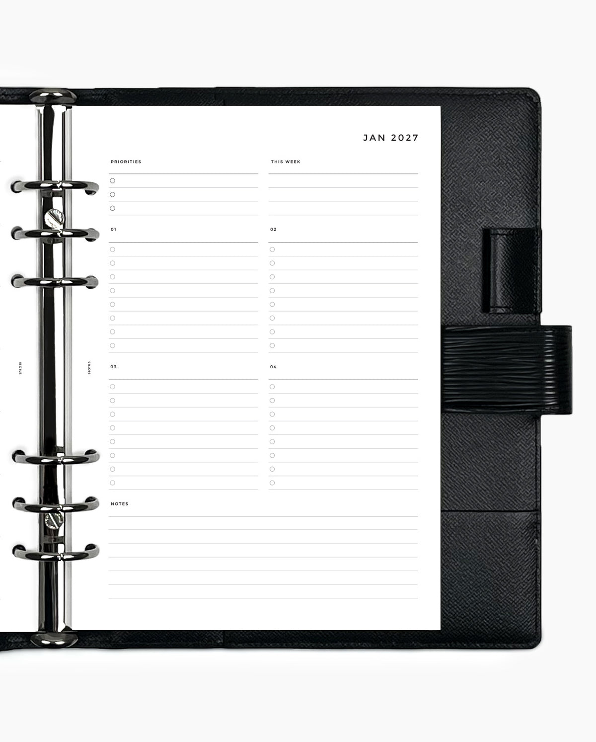 MN024 - 2027 Weekly Planner Inserts - Horizontal w/ Custom Lists  - WO2P