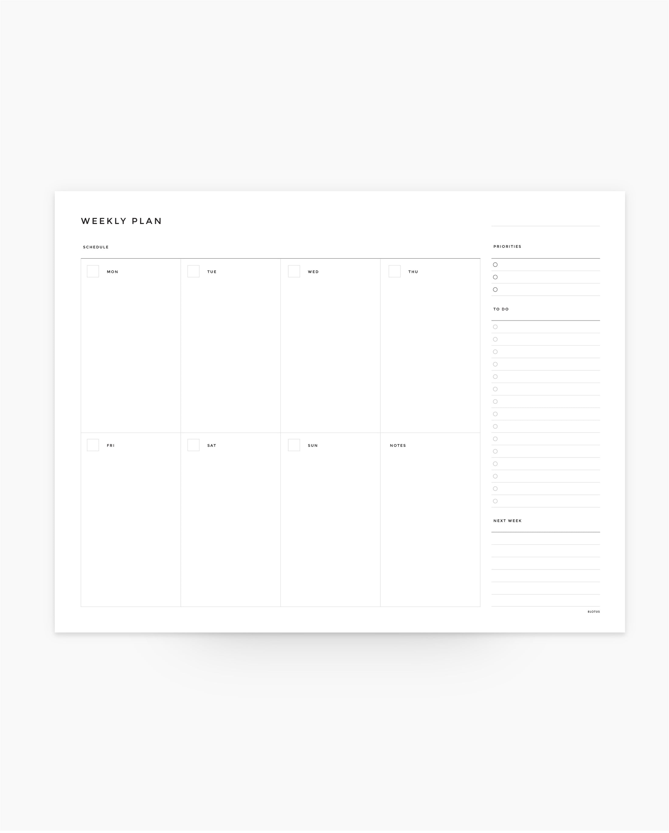 Weekly Planner Vertical Box Desk Pad 8LOTUS