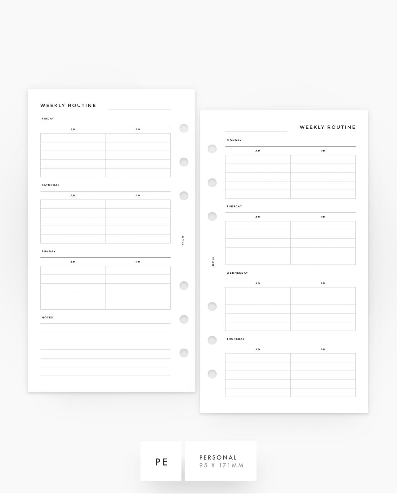 MN062 - Weekly Routine - Planner Inserts - SPECIAL ORDER