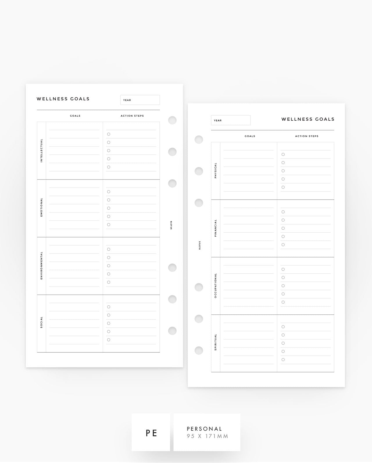 MN272 - Wellness Goals - Planner Inserts - SPECIAL ORDER