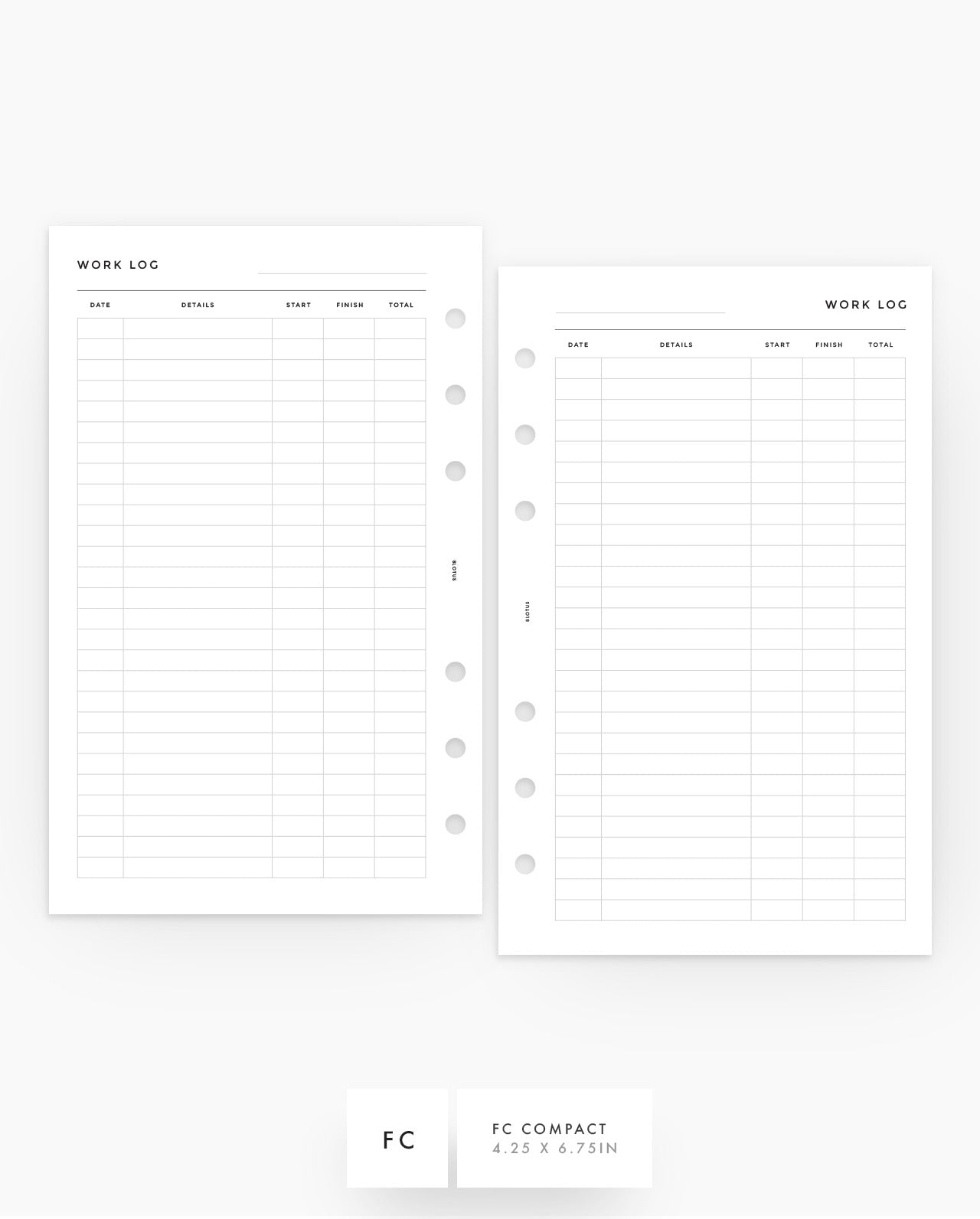 MN255 - Work Log Planner Inserts - SPECIAL ORDER