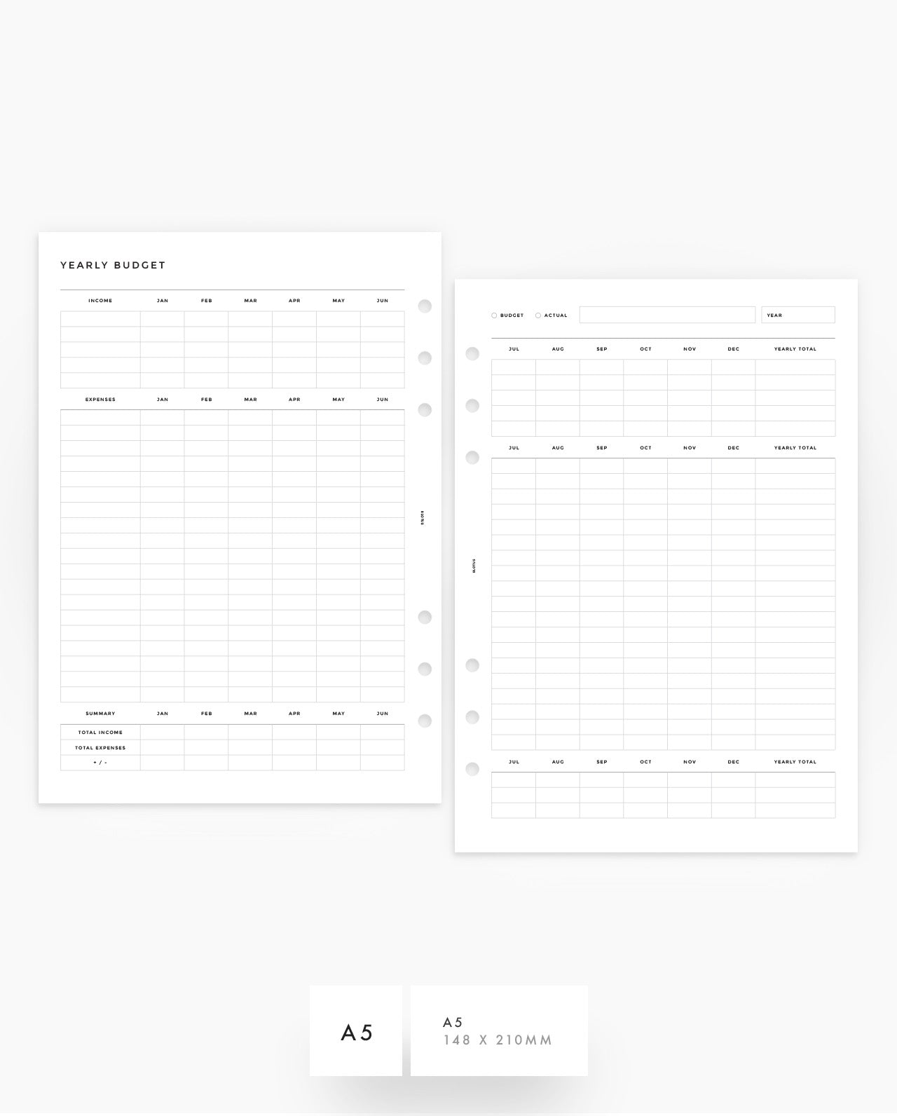 MN281 - Yearly Budget Planner Inserts - SPECIAL ORDER