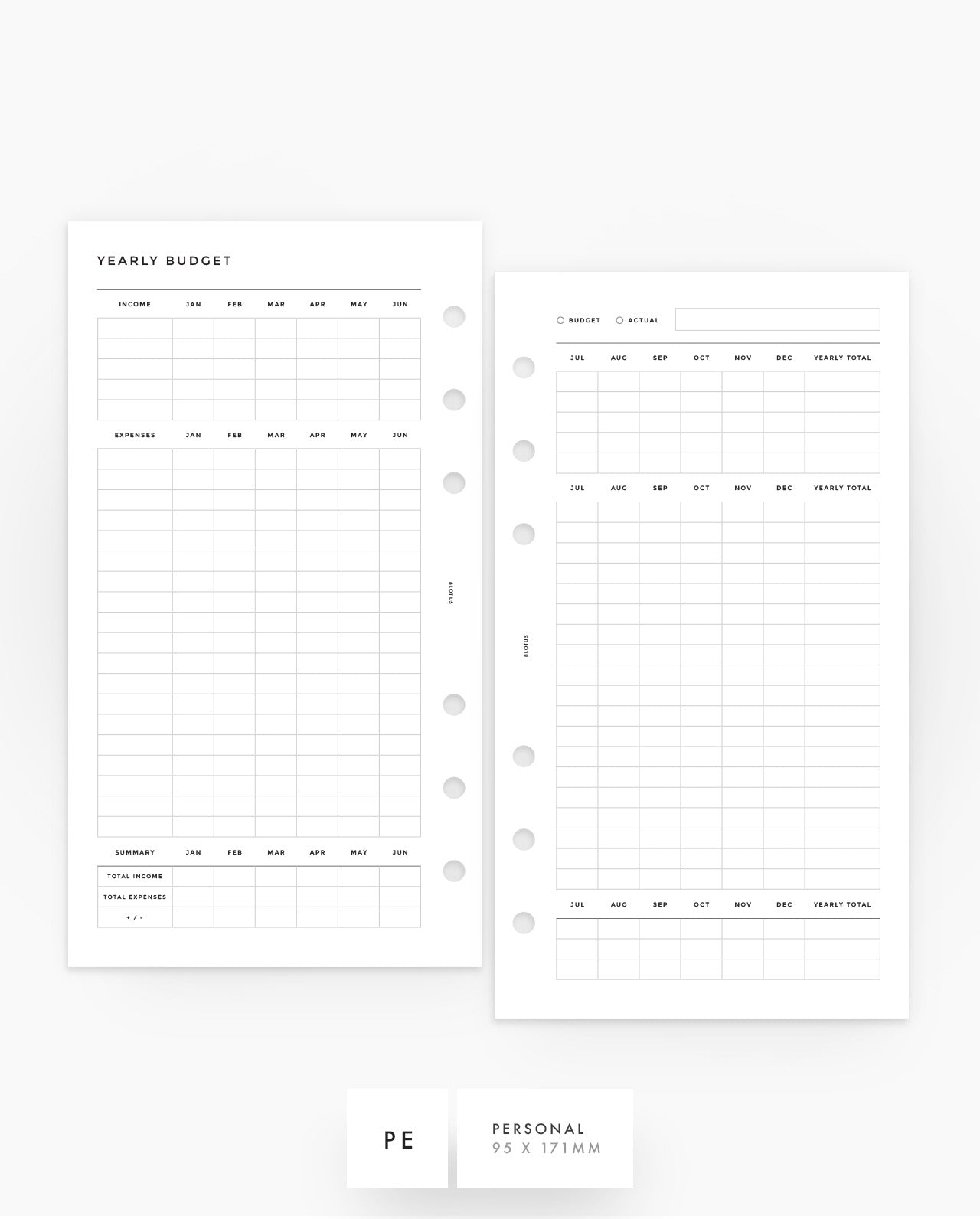 MN281 - Yearly Budget Planner Inserts - SPECIAL ORDER