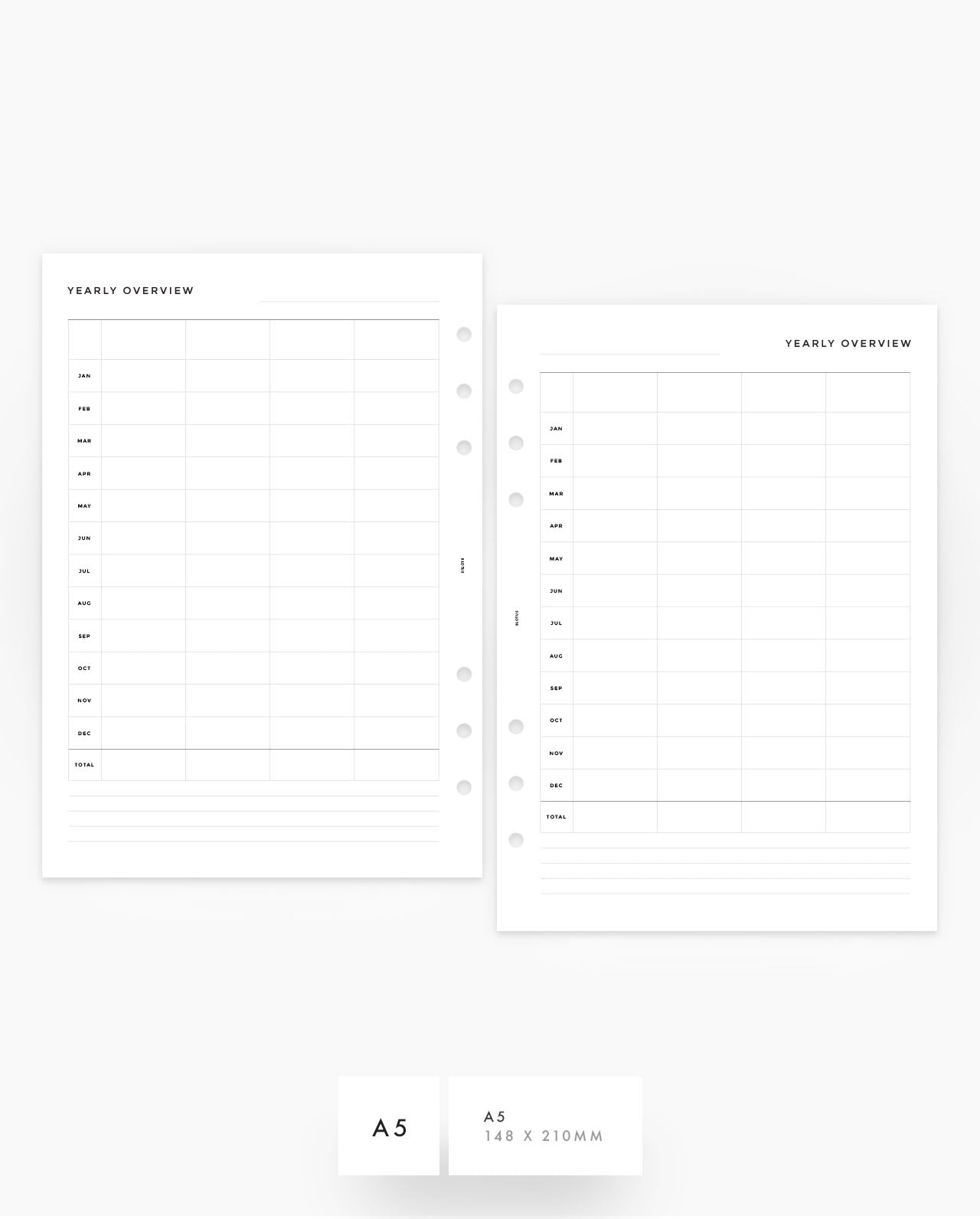 MN269 - Vertical Yearly Overview - Planner Inserts - SPECIAL ORDER