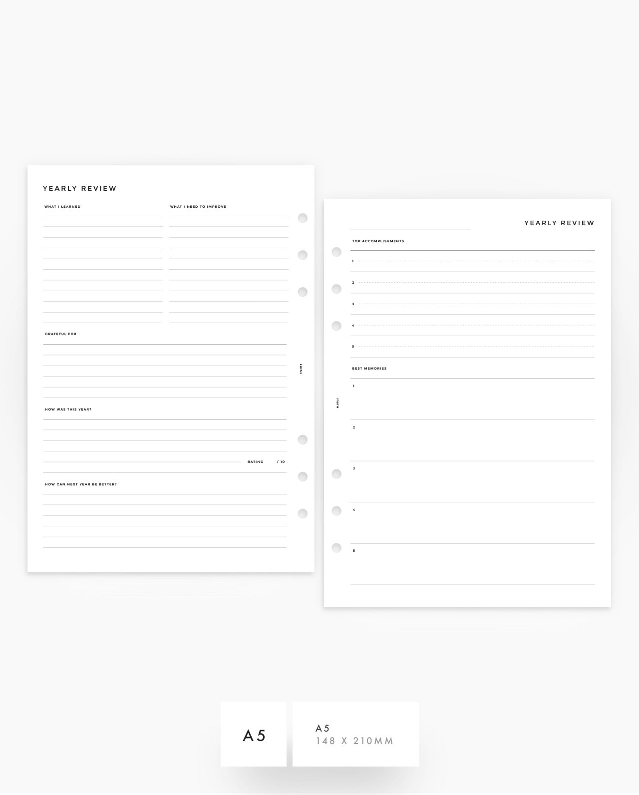 MN183 - Yearly Review Planner Inserts - SPECIAL ORDER