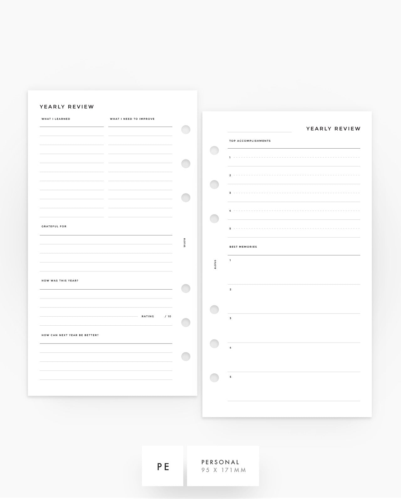 MN183 - Yearly Review Planner Inserts - SPECIAL ORDER