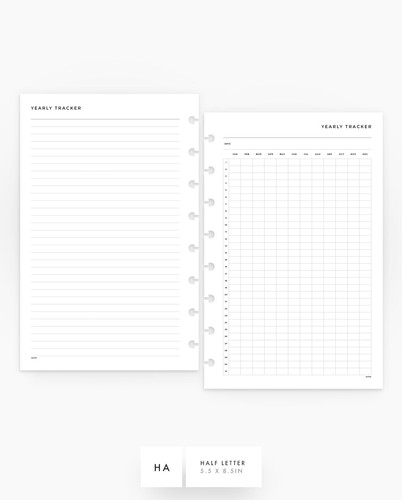 MN180 - Yearly Tracker Planner Inserts - SPECIAL ORDER