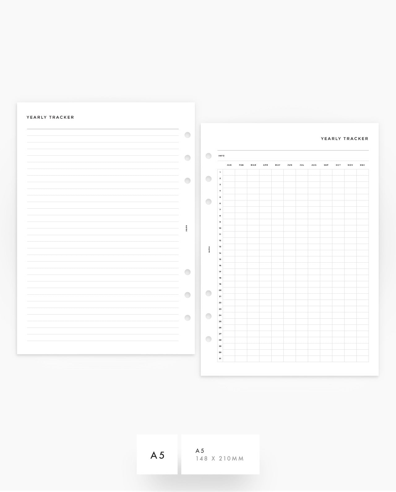 MN180 - Yearly Tracker Planner Inserts - SPECIAL ORDER