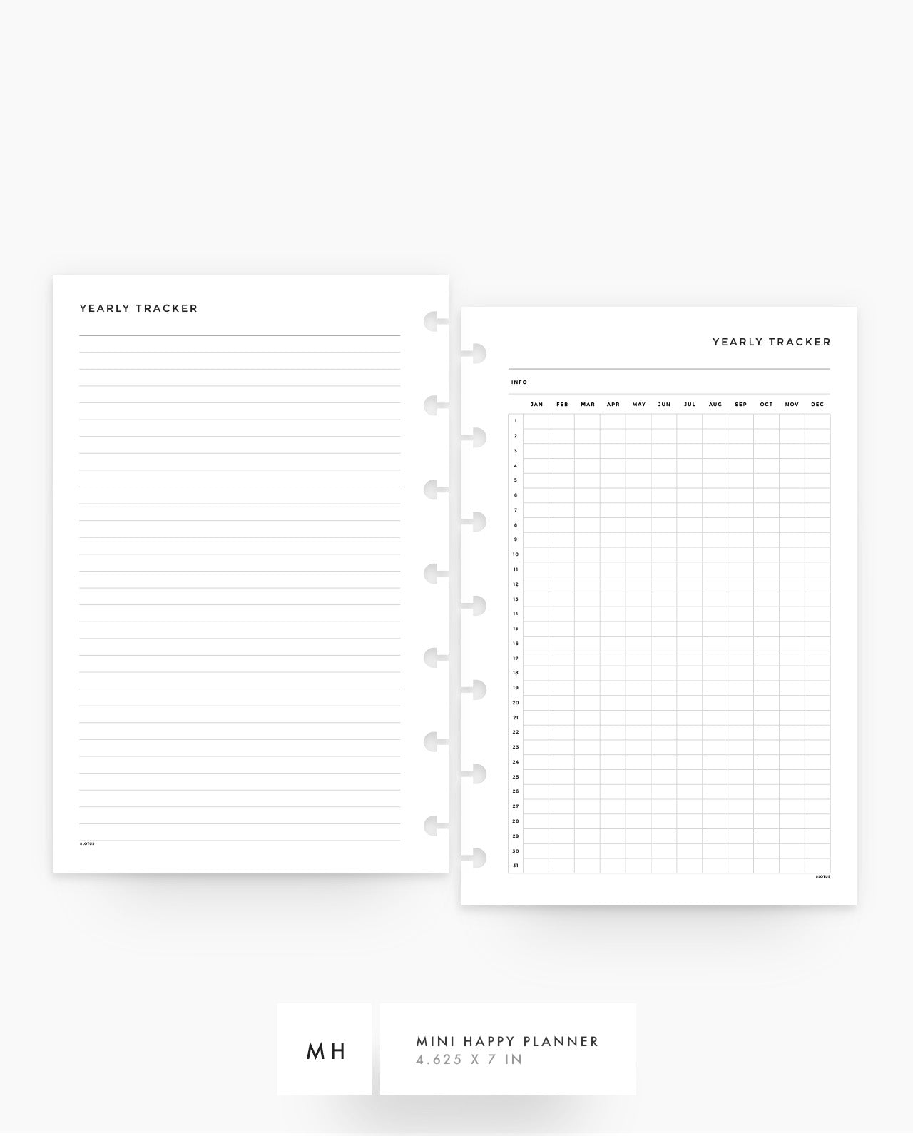 MN180 - Yearly Tracker Planner Inserts - SPECIAL ORDER