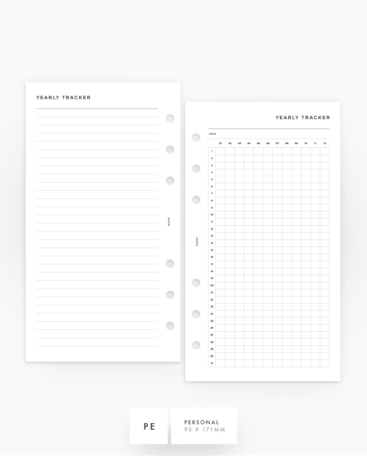 MN180 - Yearly Tracker Planner Inserts - SPECIAL ORDER