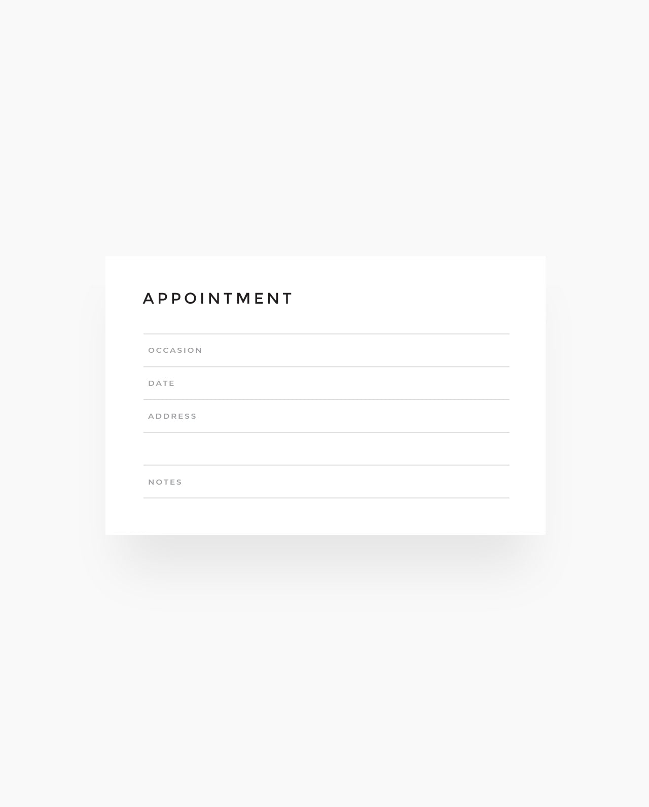 WC001 - Appointment - Wallet Cards