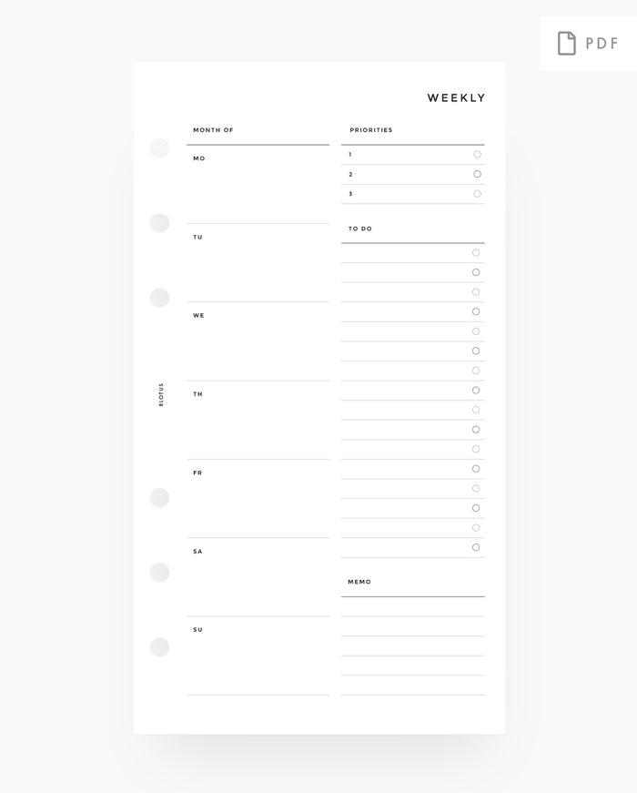 Printable Weekly Overview Planner Insert - 8Lotus