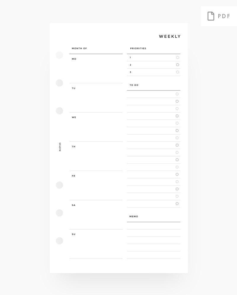 Printable Weekly Overview Planner Insert - 8Lotus