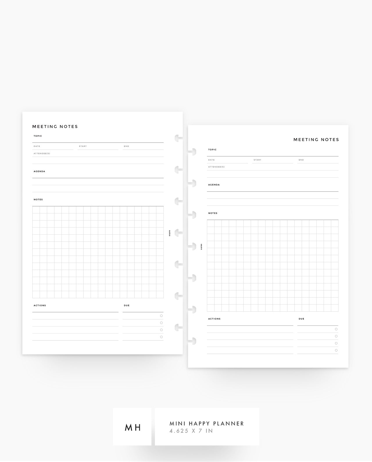 Meeting Notes Template, A4 Size, Letter Printable Meeting Planner