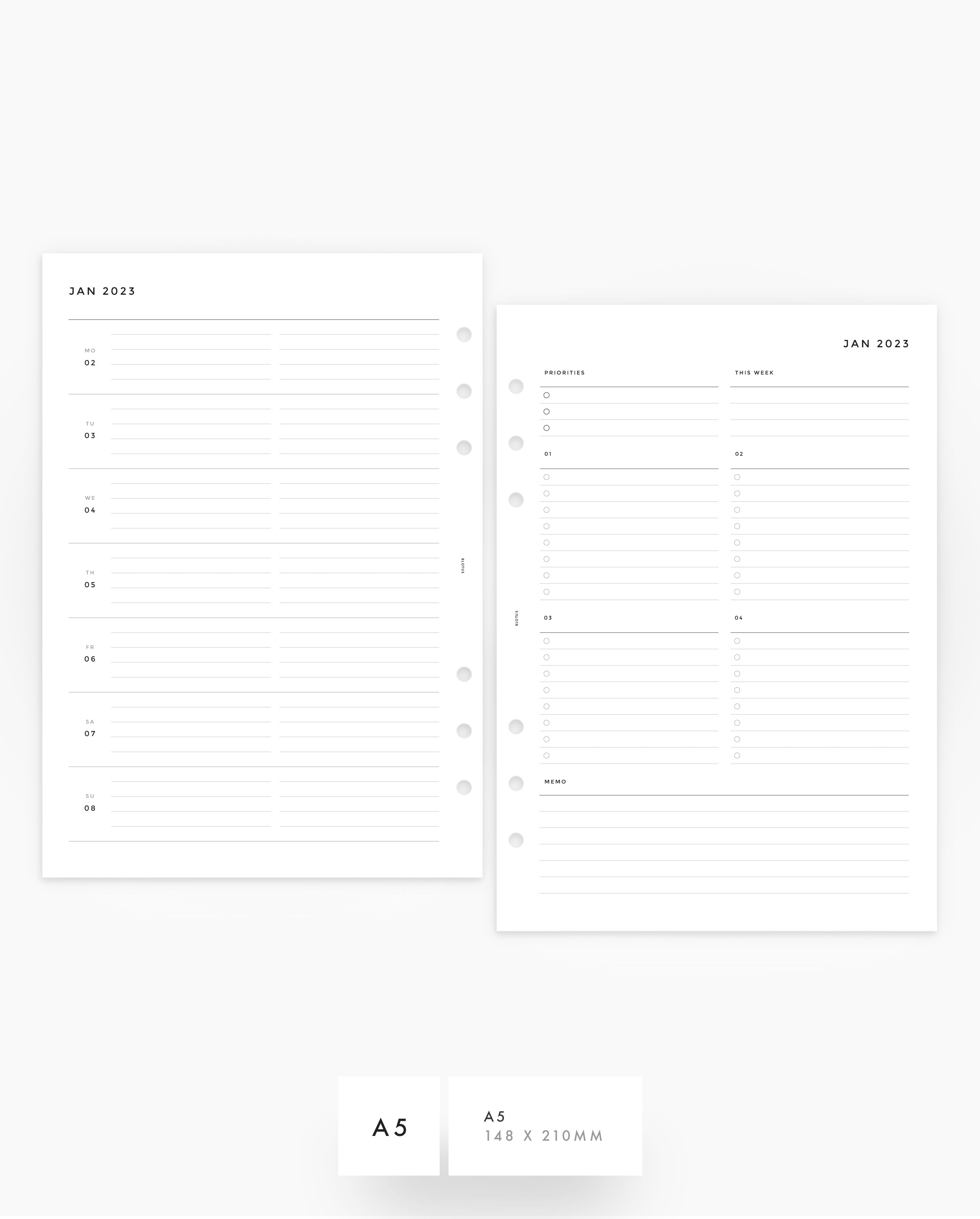 MN024L - 2023 WEEKLY PLANNER - CUSTOM LISTS - LINED - WO2P - PDF