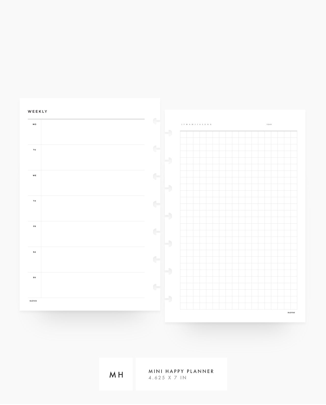 MN041 - Weekly Horizontal & Grid Planner Inserts