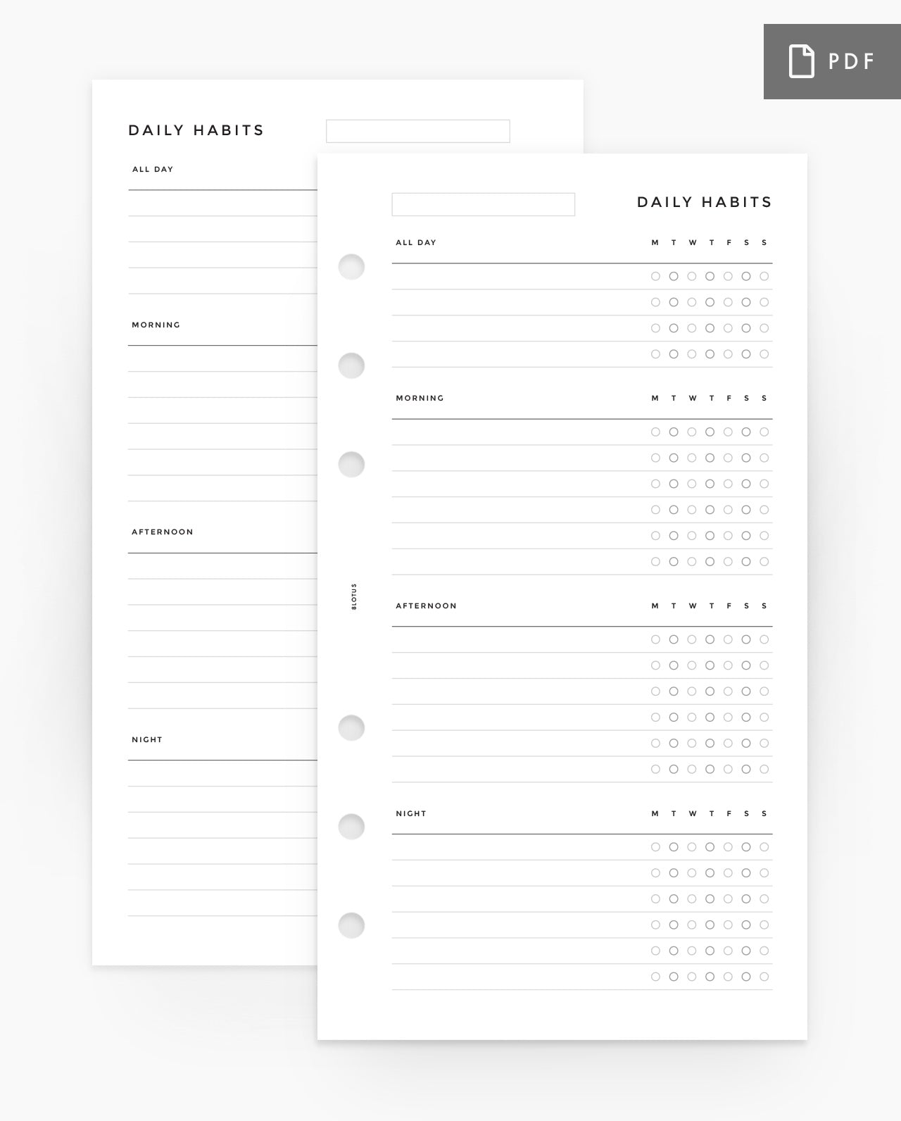 MN103 - Daily Habit Tracker - Sectional - PDF