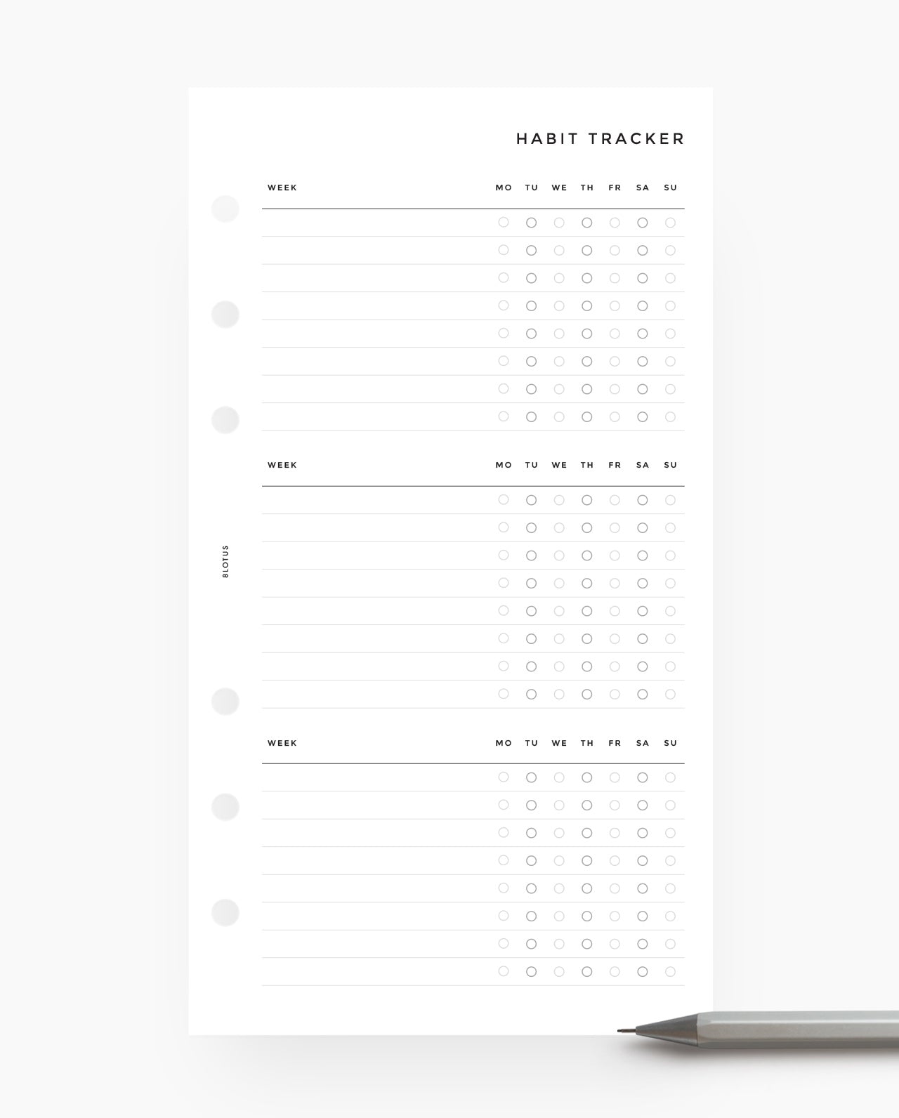 Pocket Monthly Habit Tracker Fold-Out Planner Insert Refill, 3.2 x