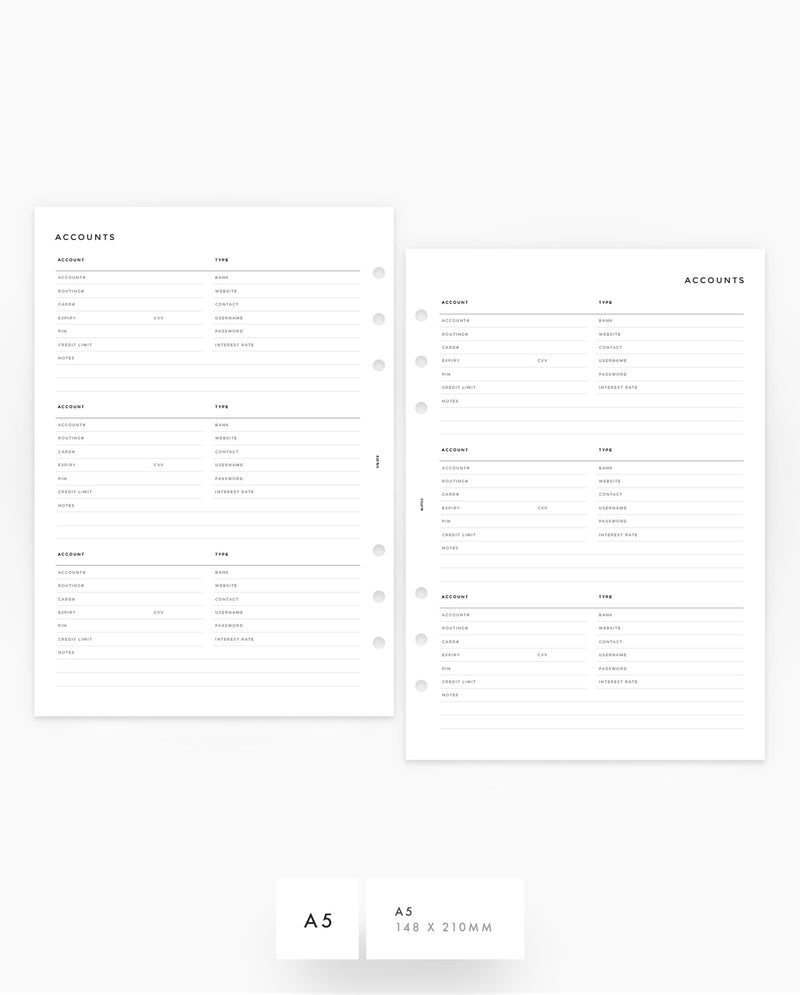 Bank Account Printable Planner Inserts - 8LOTUS