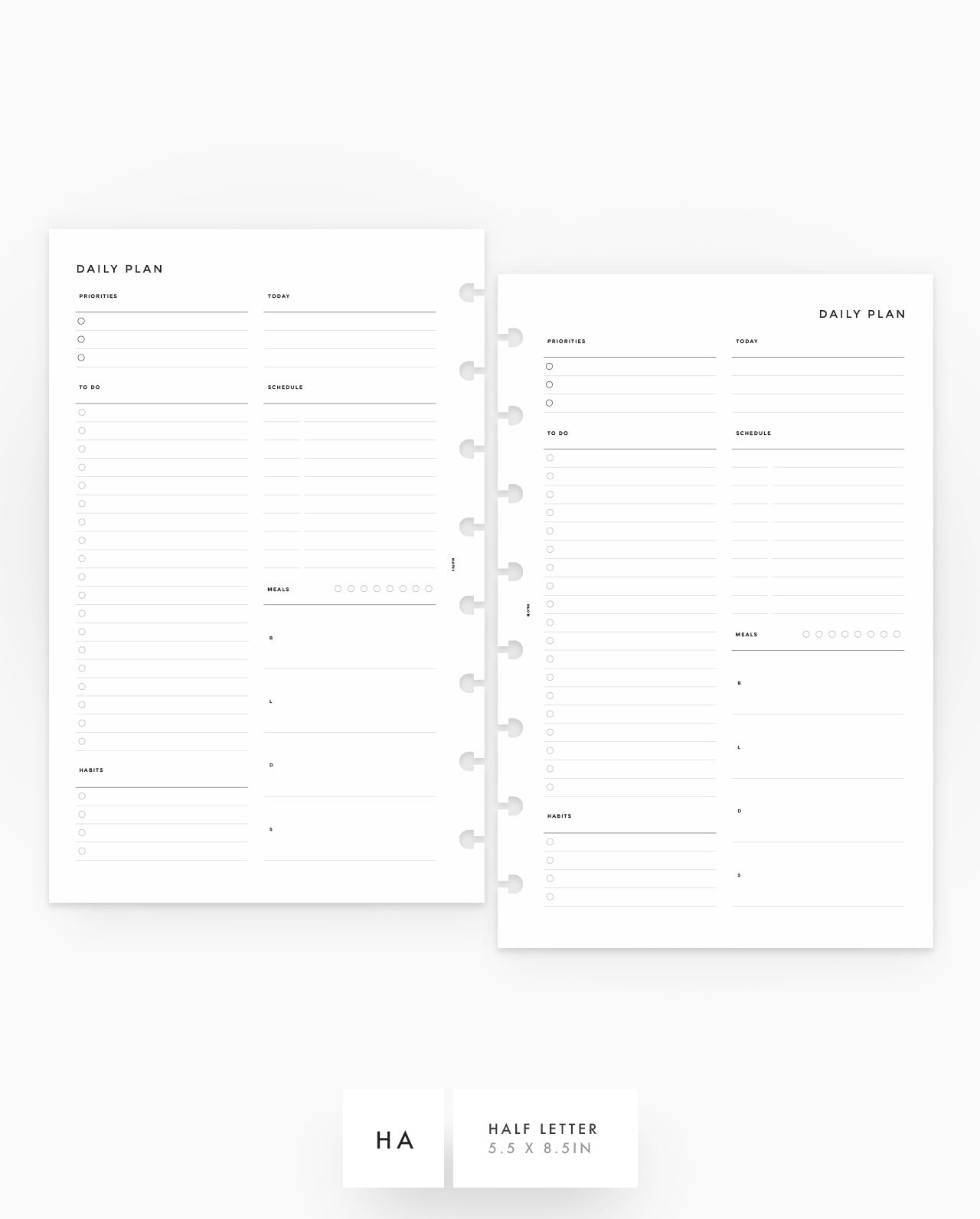 A5 Daily Planning Ring Agenda Inserts