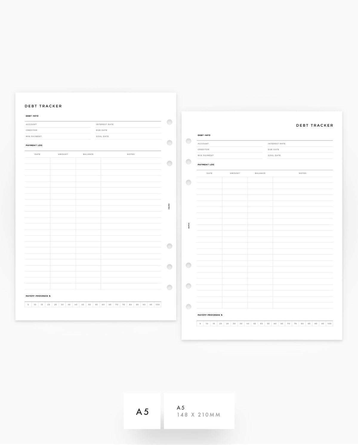Minimalist Debt Payment Tracker Planner Inserts - 8Lotus
