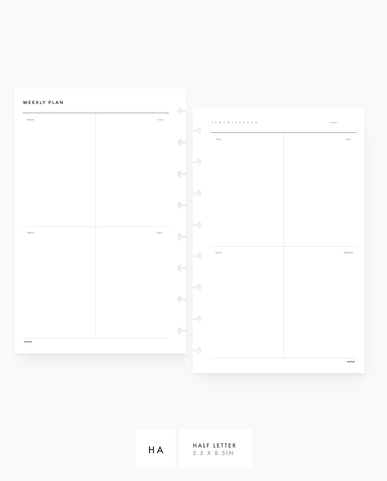 2024 Weekly Planner Inserts & Agenda Refill - Horizontal - A5 size, LV  GM