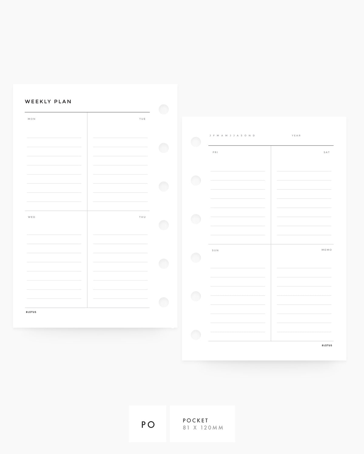 Minimalist Weekly Vertical Planner Inserts - 8Lotus