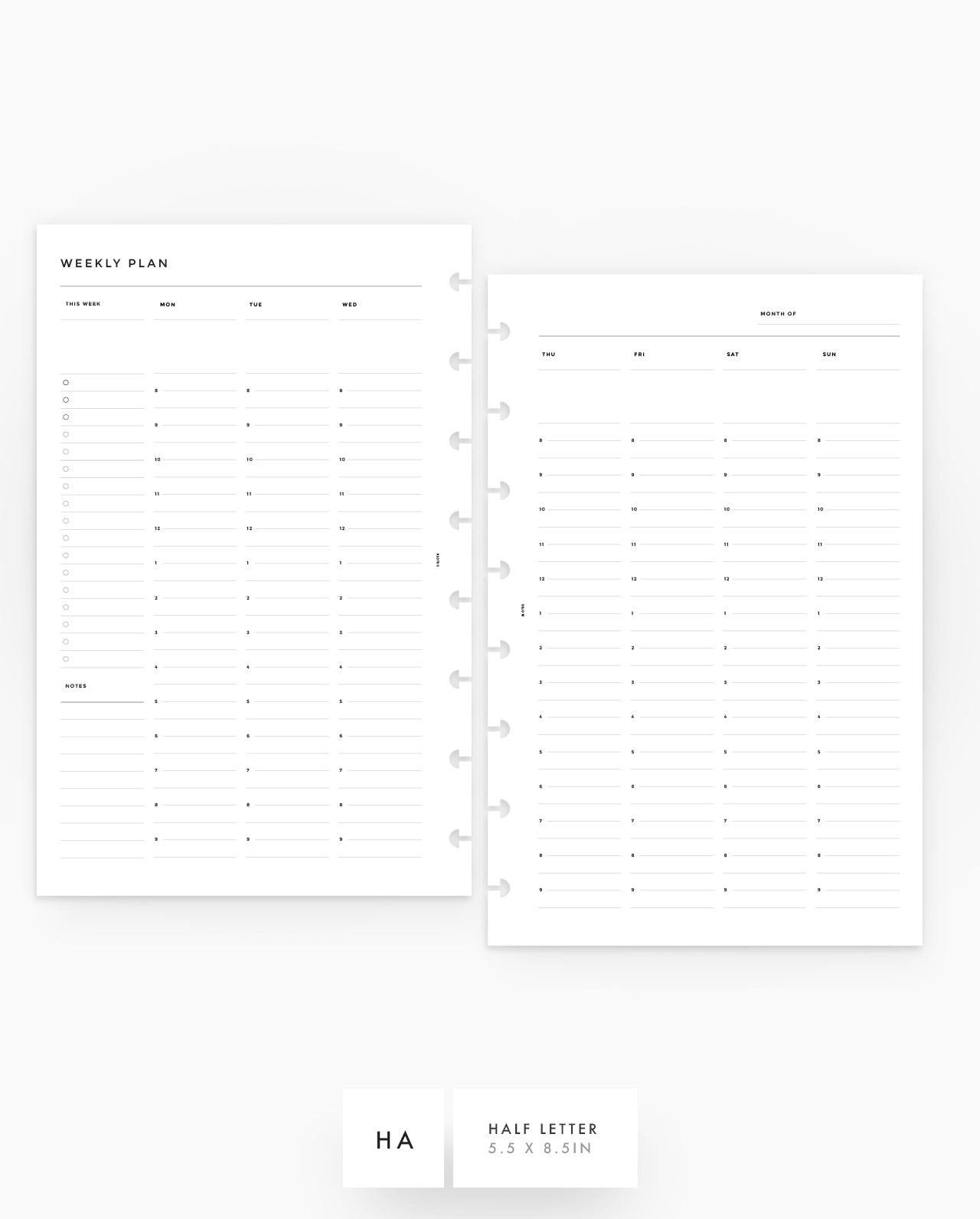 mn153-weekly-vertical-half-hour-pdf for Free Half Letter Planner Printables MN153 - Weekly Vertical - Half Hour - PDF for Free Half Letter Planner Printables