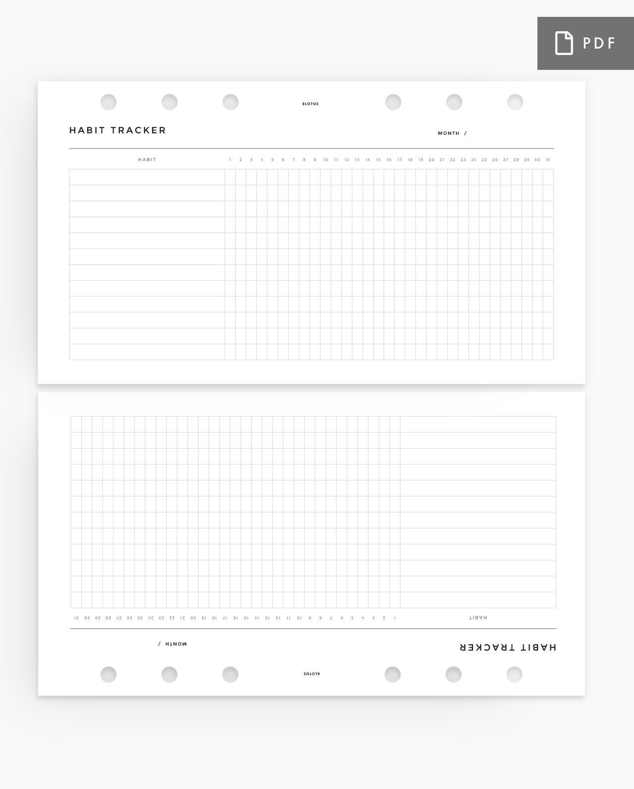 MN097 - Daily / Monthly Habit Tracker - PDF