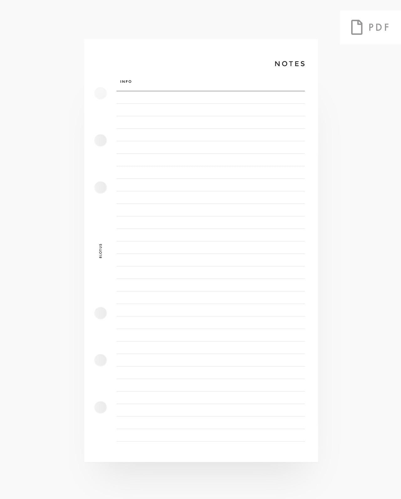 Lined Notes printable planner inserts