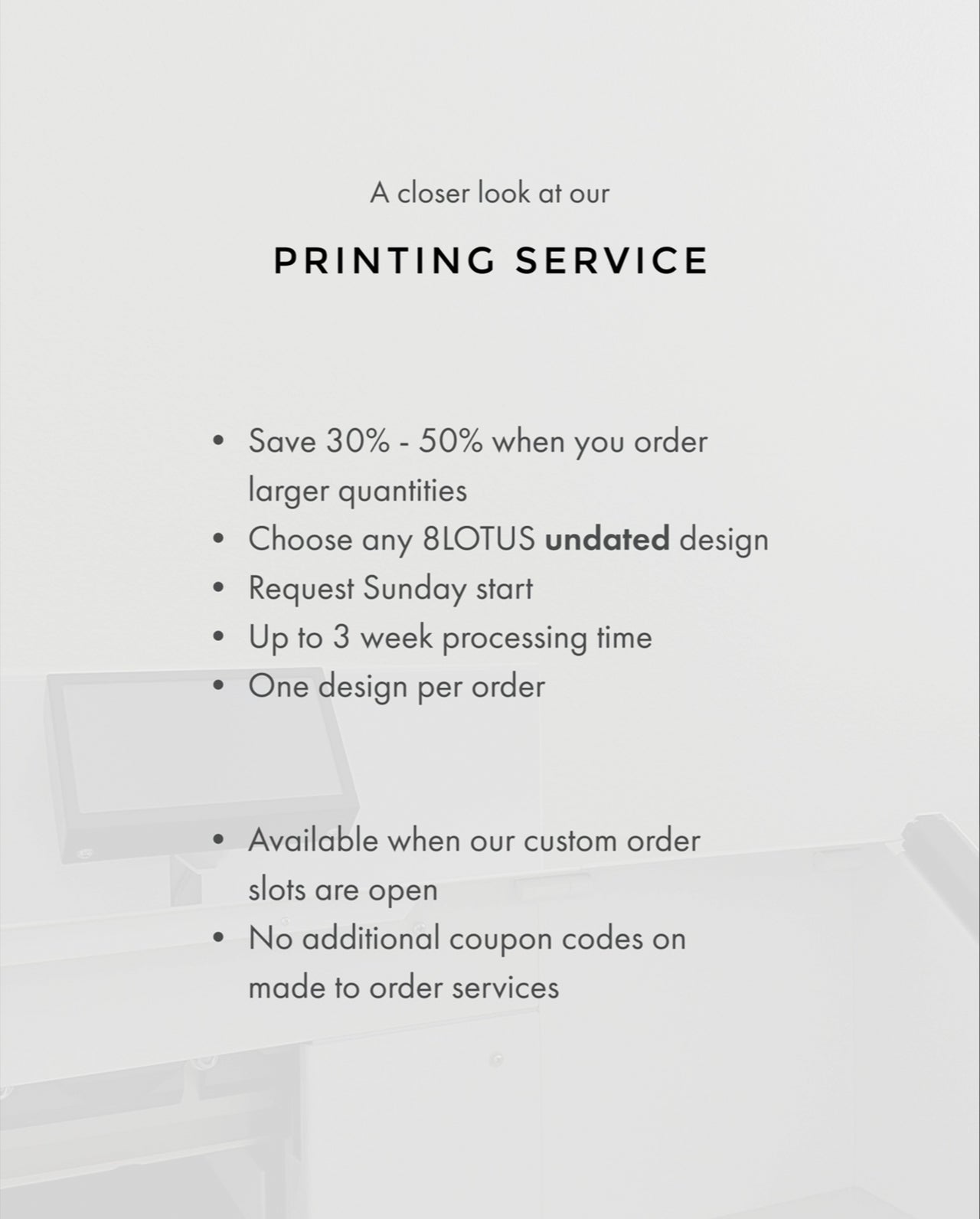 Undated - Printing Service - Special Order
