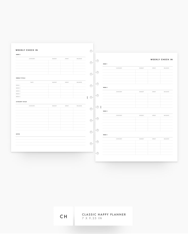 Minimalist Weekly Check In Planner Inserts - 8Lotus