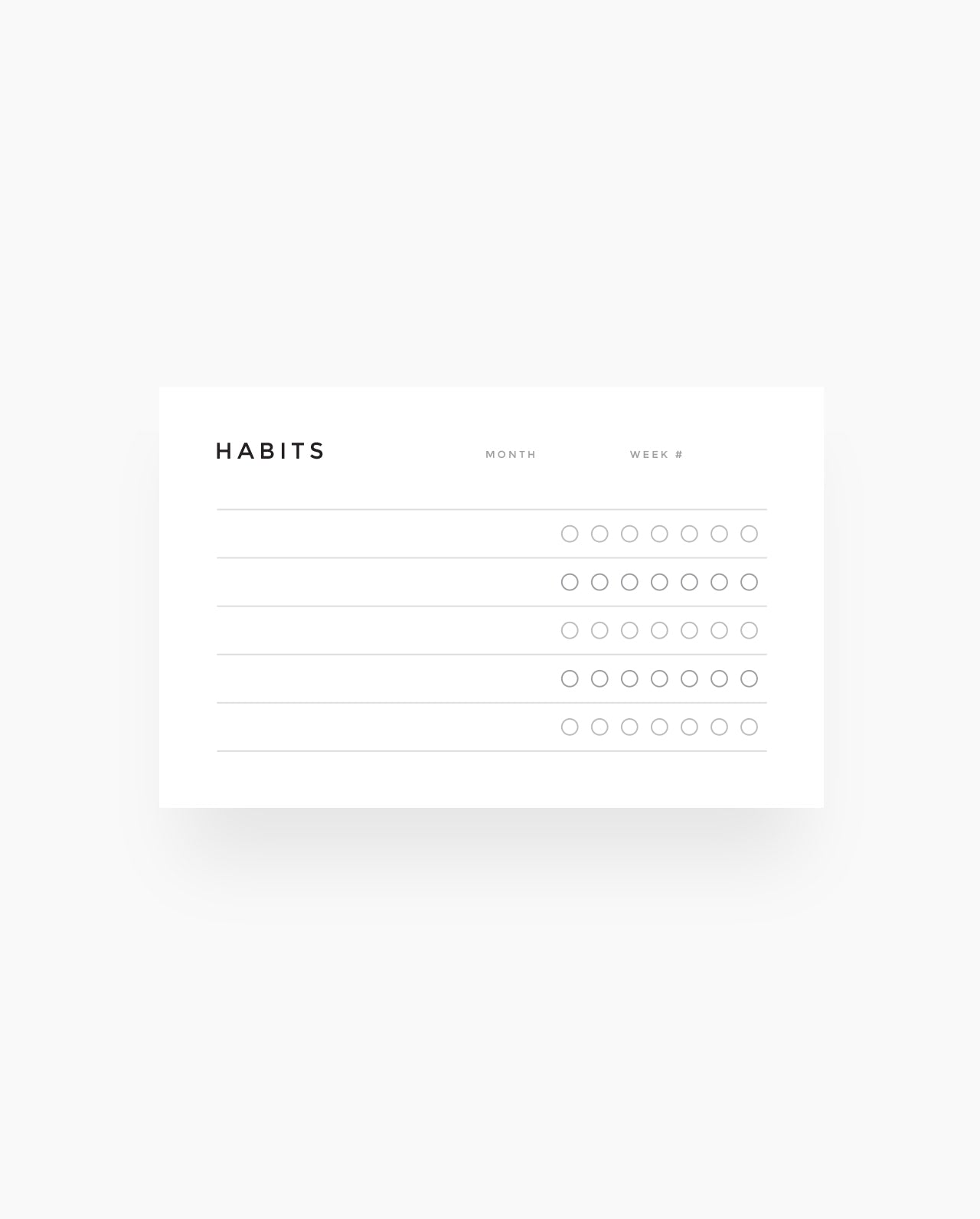 WC009 - Weekly Habits  -  Wallet Cards